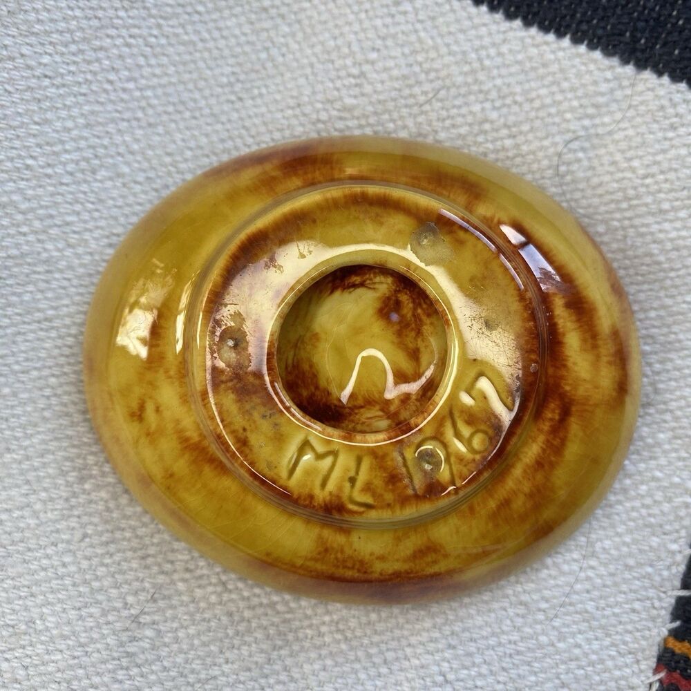 Vintage 1960’s Ashtray Set Of 3! Psychedelic. Boho. Glazed Pottery. Hippie. - Picture 5 of 11
